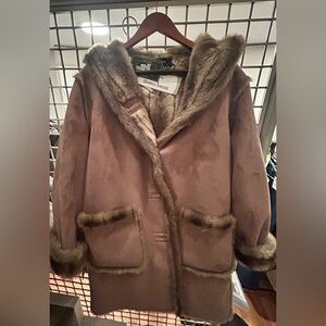 Dennis Basso Brown Teddy Jacket with Faux Fur Trim
